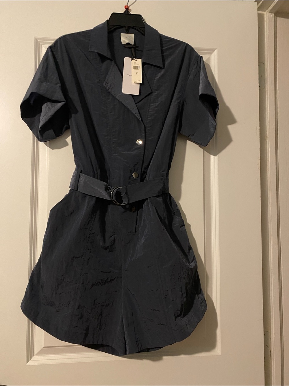 Varley Navy/Marin Short-Sleeve Belted Romper